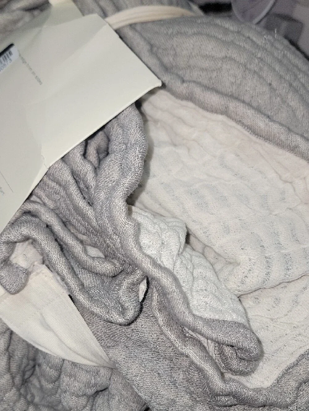 Casaluna Reversible Chambray Cotton Coverlet - Light Gray F/Q